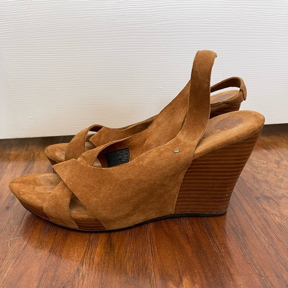 Ugg wedge heels in a soft suede tan/brown. - Picture 1 of 4